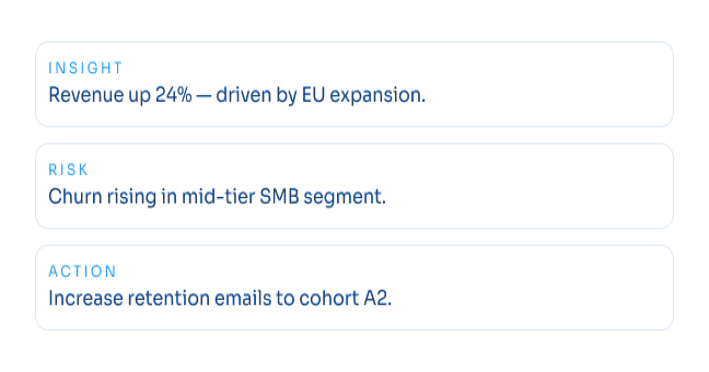 Move from numbers to next steps.